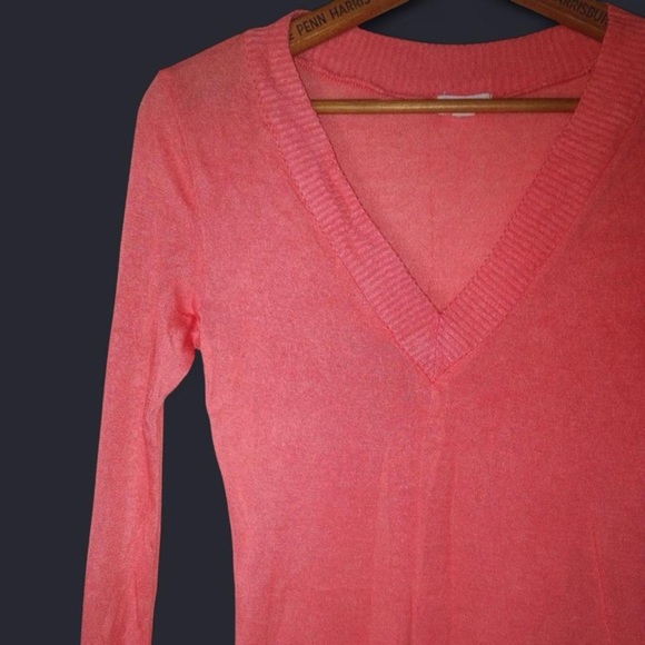 Peach Pink V-Neck Long Sleeve Shirt - Picture 2 of 3